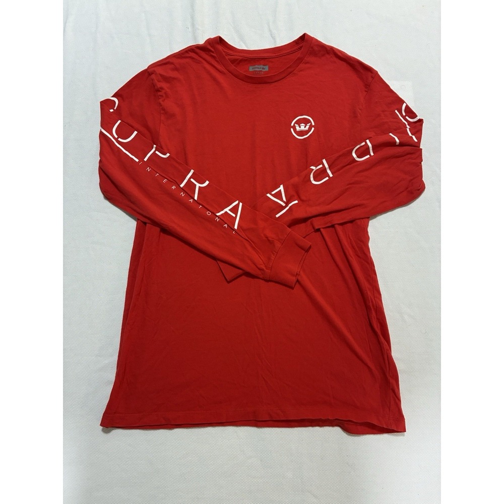 Supra Footwear Men's Large Red Long Sleeve T-Shirt Skateboard Graphic Logo‎